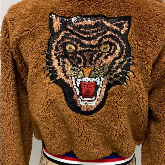 Faux Fur 3 Stripe Hem Teddy Jacket - Picture 7 of 8